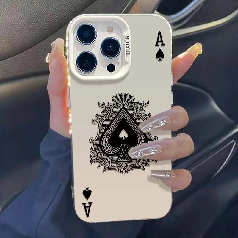Playing Cards Spades A Phone Case For iPhone17 Air XR X 7 8 Plus 16 15 14 Pro Max Plus 13 12 11 Pro Max Y2k Cartoon Hard Cover