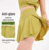 Women's Pleated High-Waisted Tennis Skirt with Pockets - Anti-Exposure, Tummy-Control Yoga Skirt