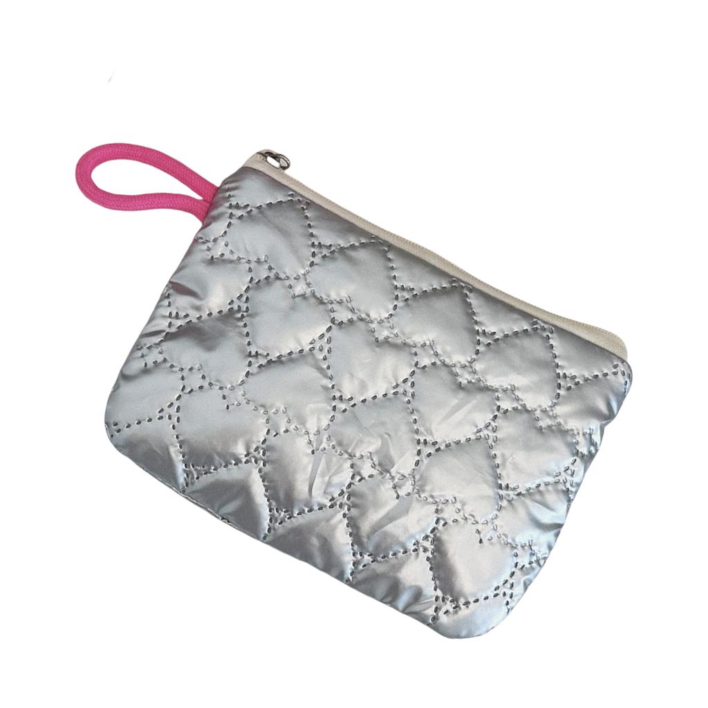 Elegant Diamond Pattern Silver Organizers Bag Durable Water Resistant PU Storage Bag for Travel and Daily Commute