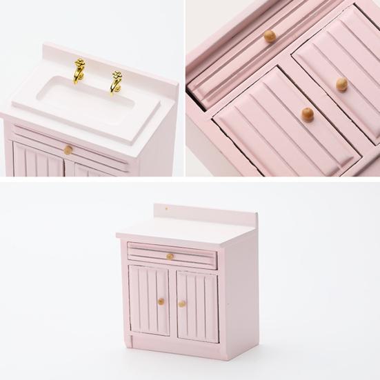 45669 Mini Doll House Kitchen Play Cabinets Cooking Table Sink Counter