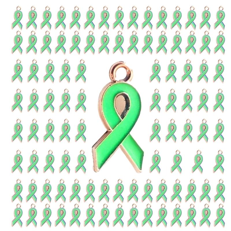 100Pack Heart Ribbon Accessor for DIY Jewelry Durable Awareness Ribbon Charm Jewelry Findings Mixed Color Ribbon Pendant