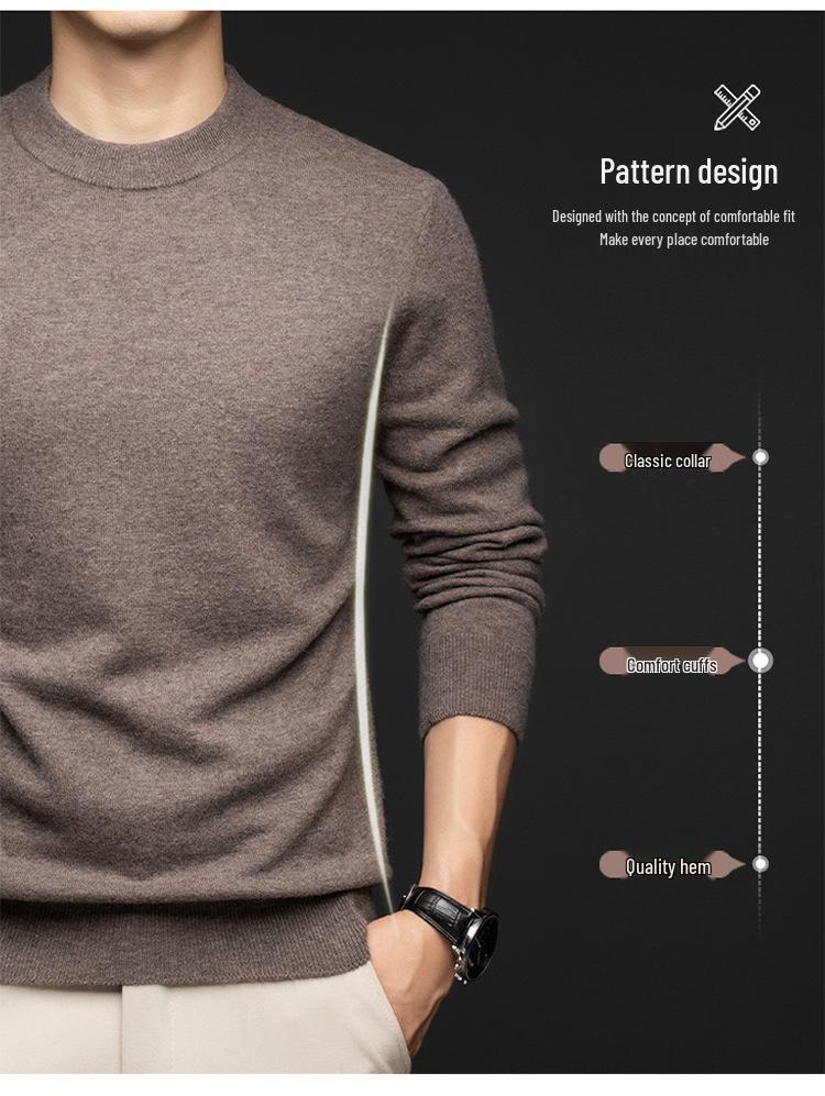 Men's Thickened Wool V-Neck Cashmere Sweater - Warm Winter Base Layer for All Ages