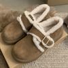 Fur Flats Women Loafers Shoes Suede Platform Buckle Casual Shoes Short Plush Boots 2024 Trend Winter Warm Cozy Zapatillas Ladies