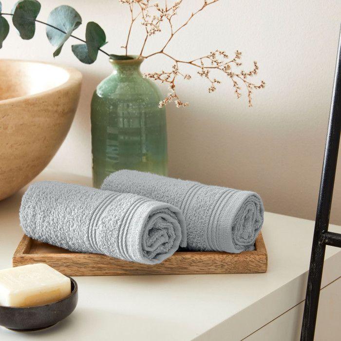 Lot de 2 serviettes invité "Spa" 30 x 50 cm / 400 gr/m² - "Spa" Perle