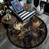 Moose Round Area Rug,Carpet Rug for Living Room Bedroom Sofa Playroom Decor,Non-slip Floor Mat