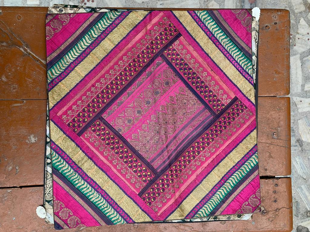 Hand Embroidered Cotton Pillow Cover: Bohemian Decorative Cushion 40