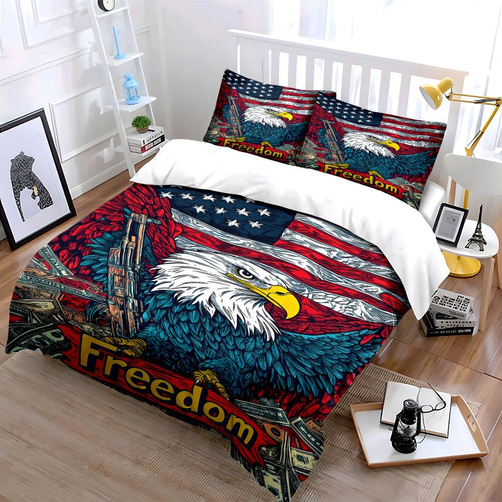 Eagle, Flag, Cash, "Freedom" Bedding Sets Duvet Cover Sets Duvet Covers Pillowcases(1 * Duvet Cover 2 * Pillowcases Without Duvet Insert)