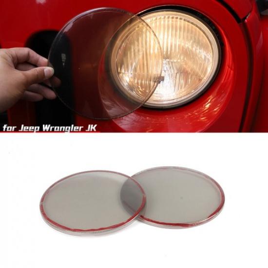 Smoked Black Front Head Light Lamp Guard Cover Trim For Jeep Wrangler JK 2007-18
