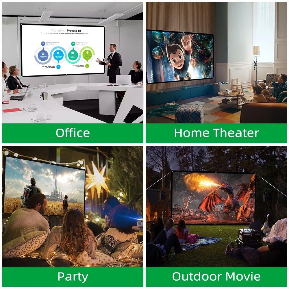 16:9 Foldable Projection Screen Polyester Folding Soft Screen Projector Screen  Camping