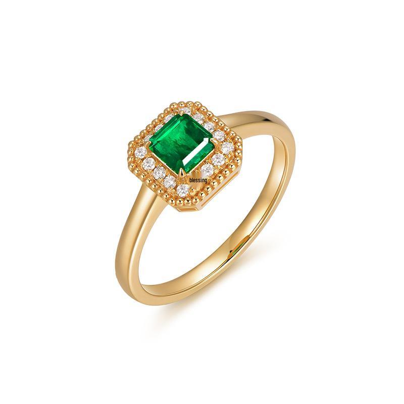 Elegant Noble Emerald-Inspired Green Tourmaline & Zircon Open Adjustable Women s Ring Adjustable