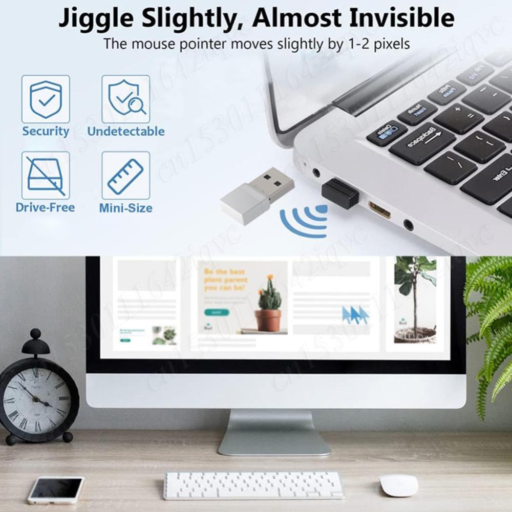 USB And Type C Mouse Jiggler 2 In 1 Undetectable Mouse Shaker Driver-Free Mouse Mover Prevent for Laptop Keep Computer Awake