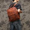 OEING Unisex Vegetable-Tanned Leather Casual Travel Backpack