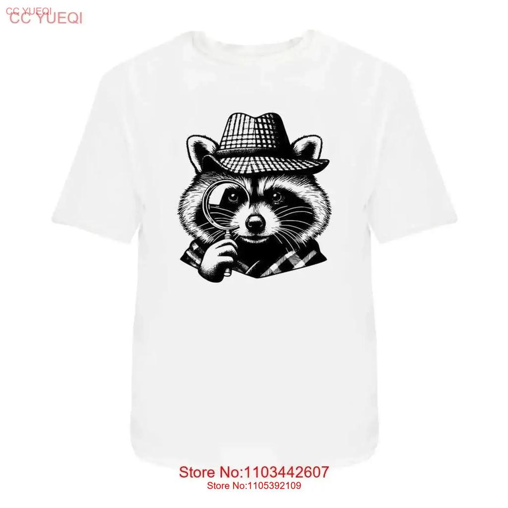 Raccoon Detective Cotton T Shirt Ta045410 Vintage Washed Homme Fashion Casual Stylish Graphic Comfortable Slightly