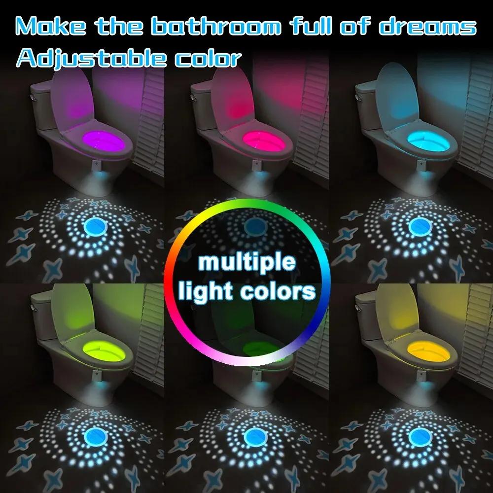 1PC Luce Notturna per WC con Sensore di Movimento Luce LED per WC 7 Colori Ricaricabile Lampada Notturna LED per Decorazione Bagno Toilette