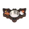 Wooden Candle Plate Holder Tray Tabletop Tealight Pillar Display Tray Wood Pumpkin Bat Ghost Maple Leaf Table Centerpiece for Halloween Thanksgiving