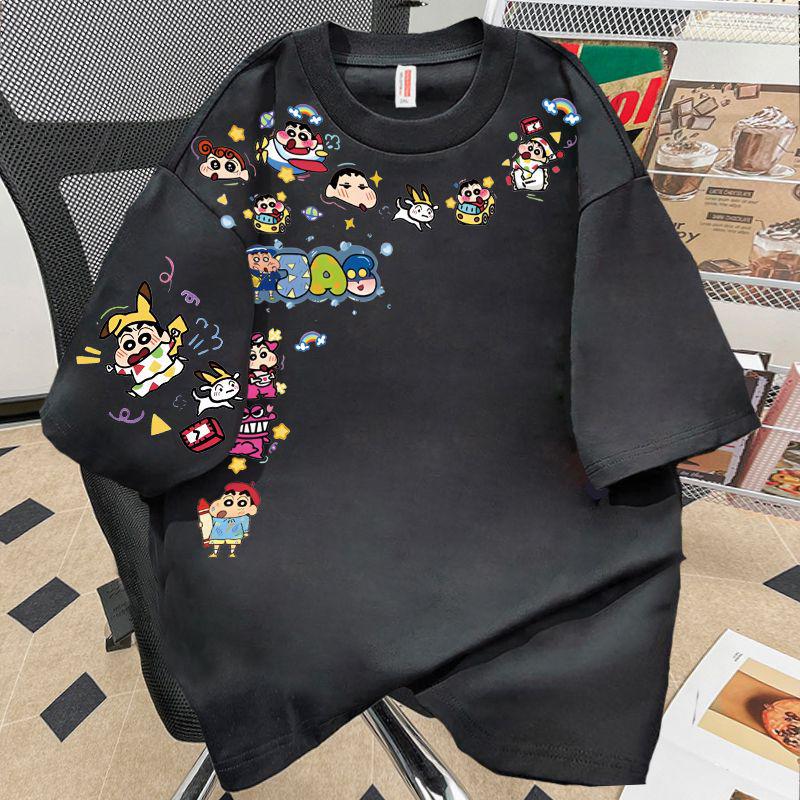 290g Unisex Summer Cartoon Shin-chan Short Sleeve T-shirt - Trendy High-end Couple Top