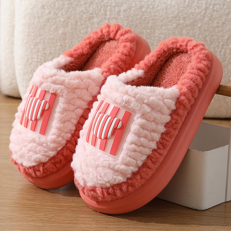 Cozy Winter Plush Cotton Slippers for Couples - Lightweight, Soft Sole Indoor Shoes