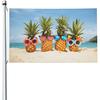 Ouqiuwa Funny Tropical Summer Beach Pineapples Flag, 3x5ft Polyester Banner with Grommets, Garden Yard House Flags Indoor and Outdoor Sport