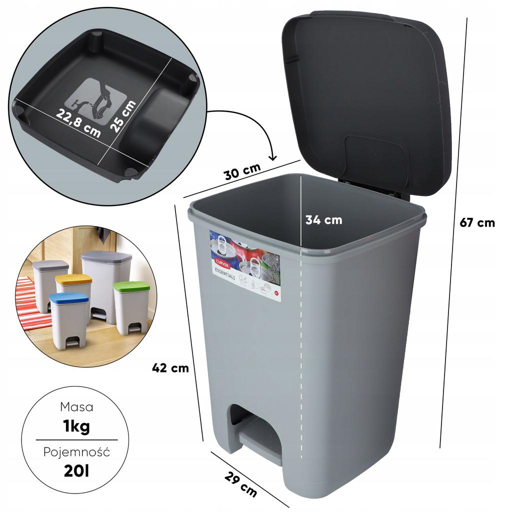 CURVER Graphite Waste Bin