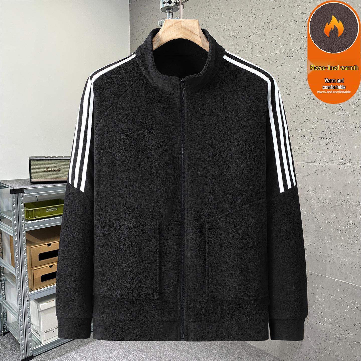 

Men s Plus Size Fleece-Lined Stand Collar Hoodie Jacket - Trendy Autumn Winter Loose Fit 12XL - Recommended for 360-400 jin
