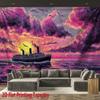 Ocean Voyage Watercolor Style Digital Printing Polyester Wall Tapestry Suitable for Use Living Rooms Bedrooms Offices Bars Party