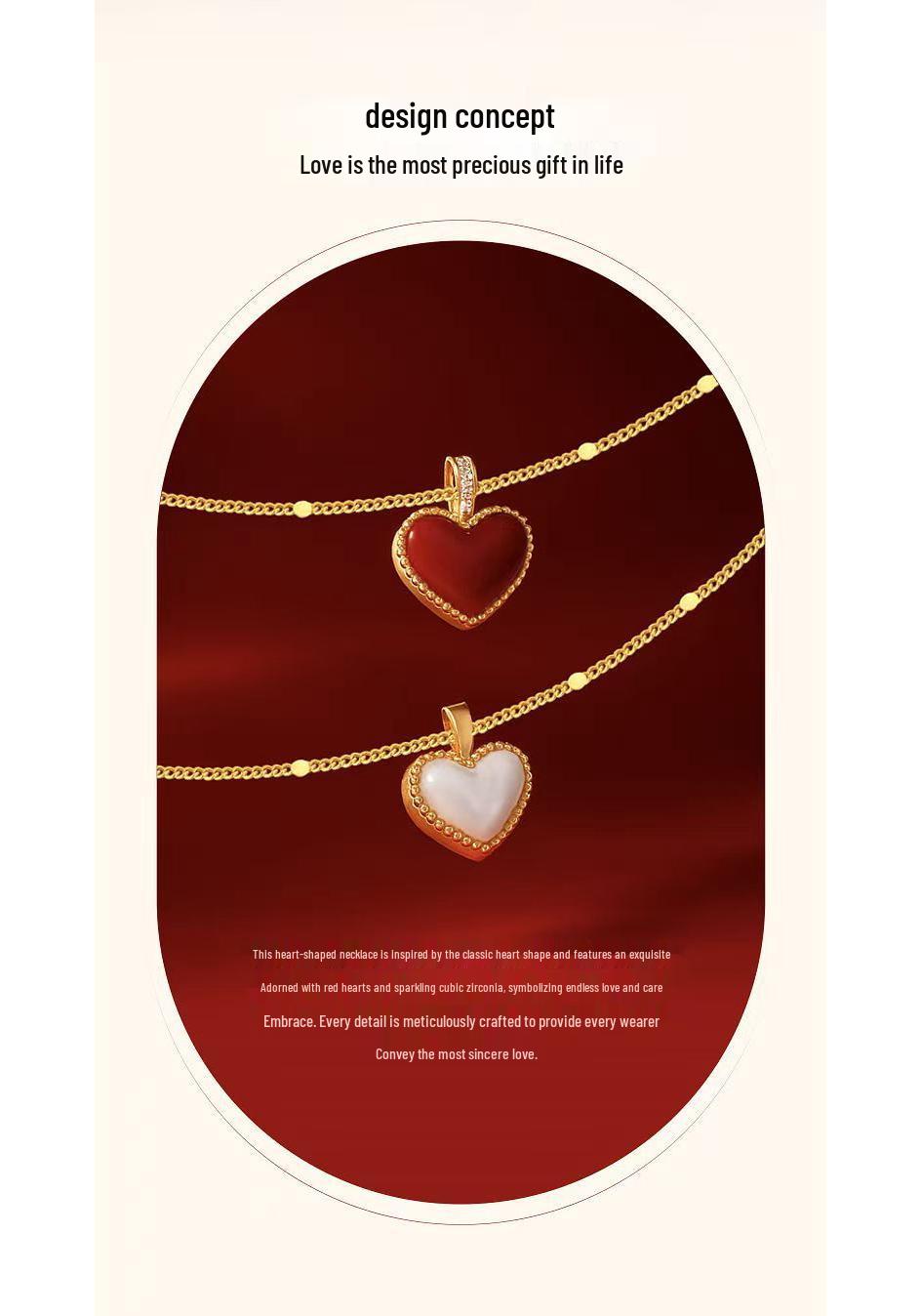 Double-Sided Heart S925 Sterling Silver & Mother-of-Pearl Pendant Necklace for Women 925 Silver
