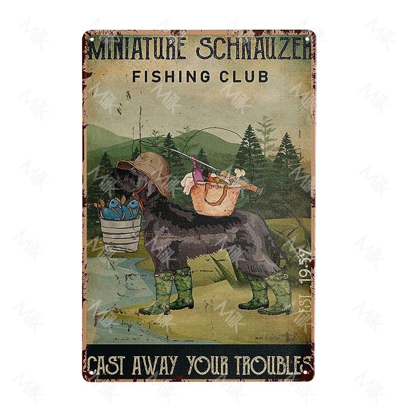 Schnauzer Hund Metallschild Dackel Kaffee Metallplatte Vintage Stil Wandaufkleber Metall Poster Cartoon Süßes Zuhause Außen Deko