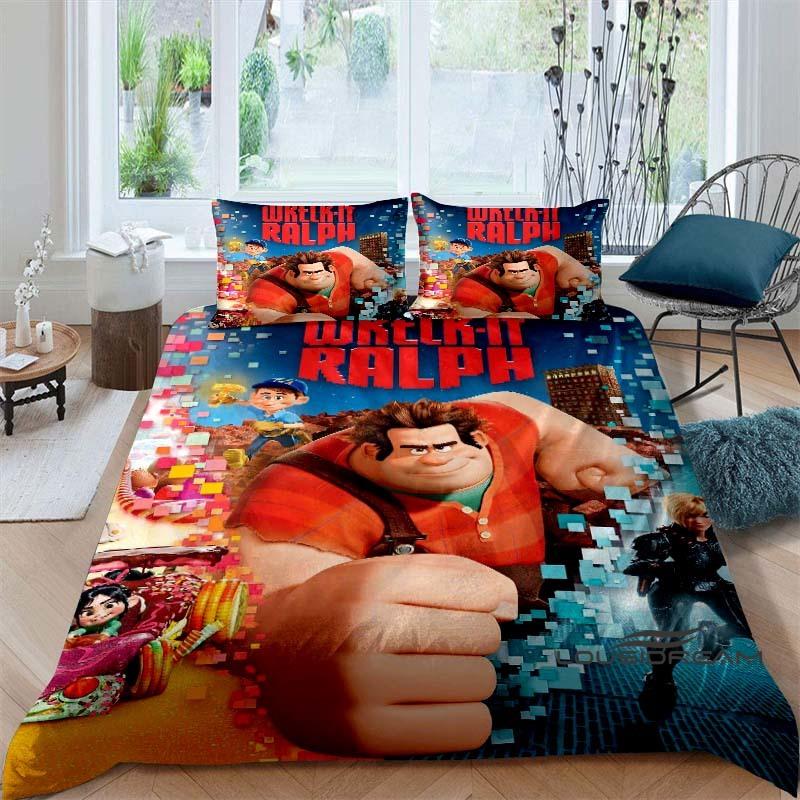 2026 Nuovo Film d'Animazione "Ralph Spaccatutto" Copripiumino e Federa, Set Biancheria da Letto per Bambini, Decorazione per la Camera da Letto