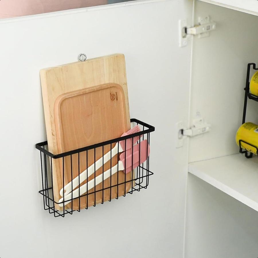 Wall Door Adhesive Kitchen Wrap Organizer Rack No Drilling Black United States