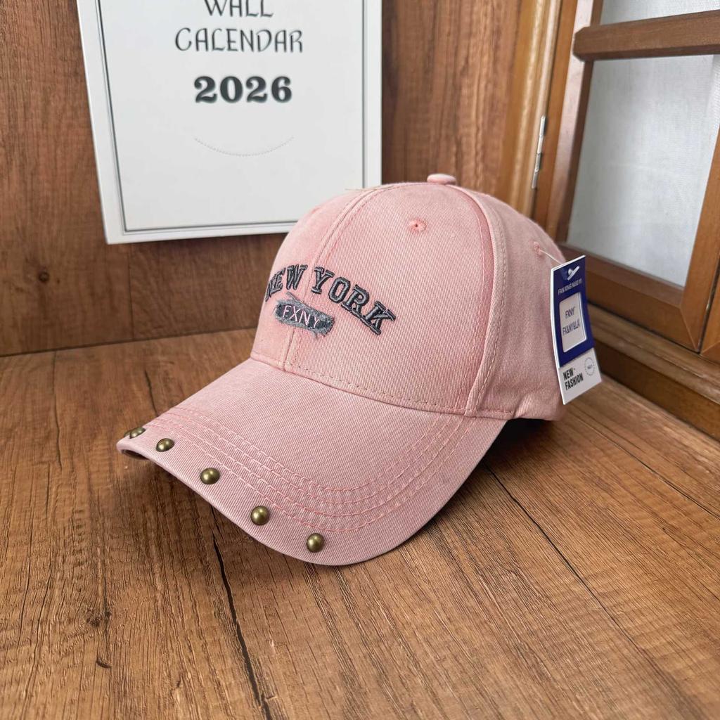 New couple hard top cap, rivet embroidery, washed and old men's and women's faces, small baseball caps trendy