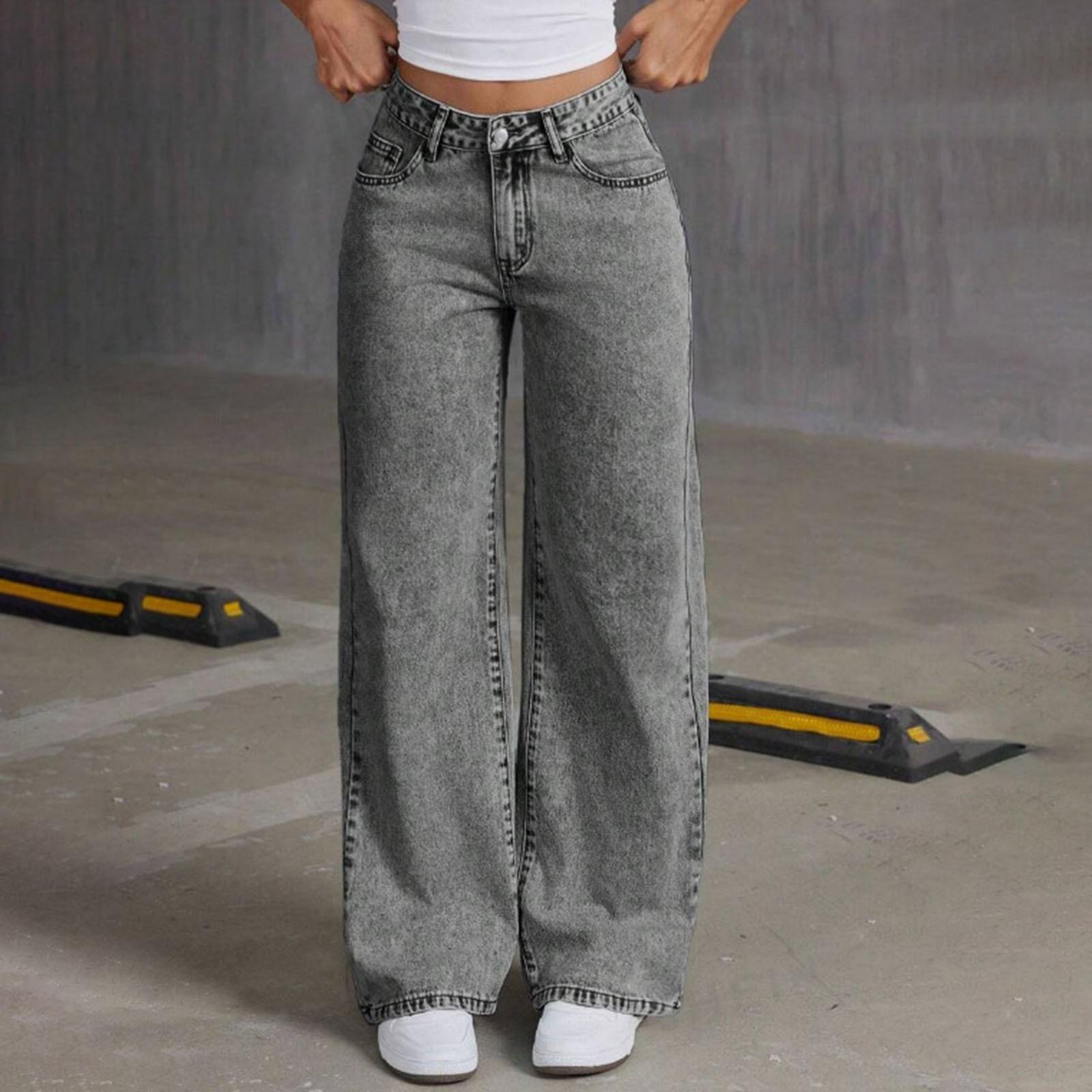 

Джинсы с вышитыми бантами Sweet And Spicy с высокой талией, прямые свободные брюки M