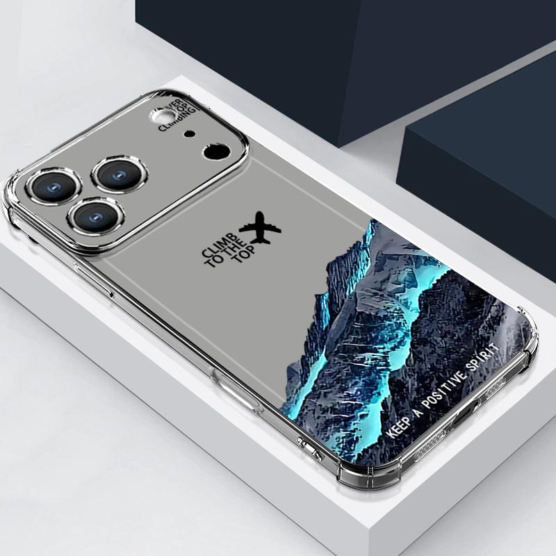 Airplane Snow Mountain Landscape Pattern Case For iPhone 17 Pro Max Coque iPhone 16 15 14 13 Pro Max 11 Shockproof Clear Soft Silicone Cover