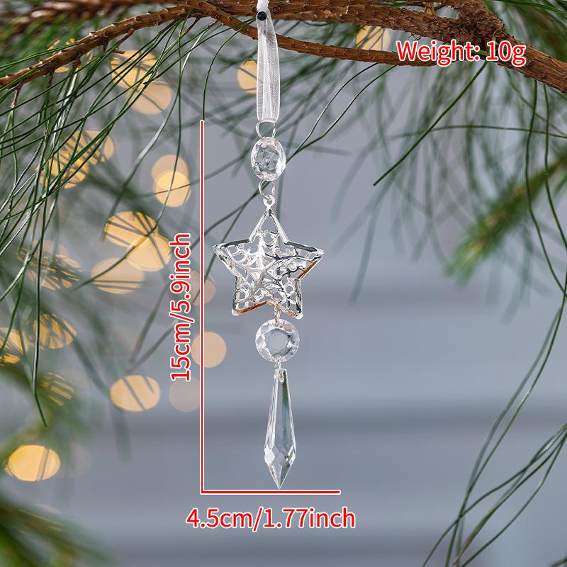 Transparent Acrylic Indoor Snowflake Crystal Ice Pendant Pearl Water Drop Hanging String Christmas Tree Ornament Pendant