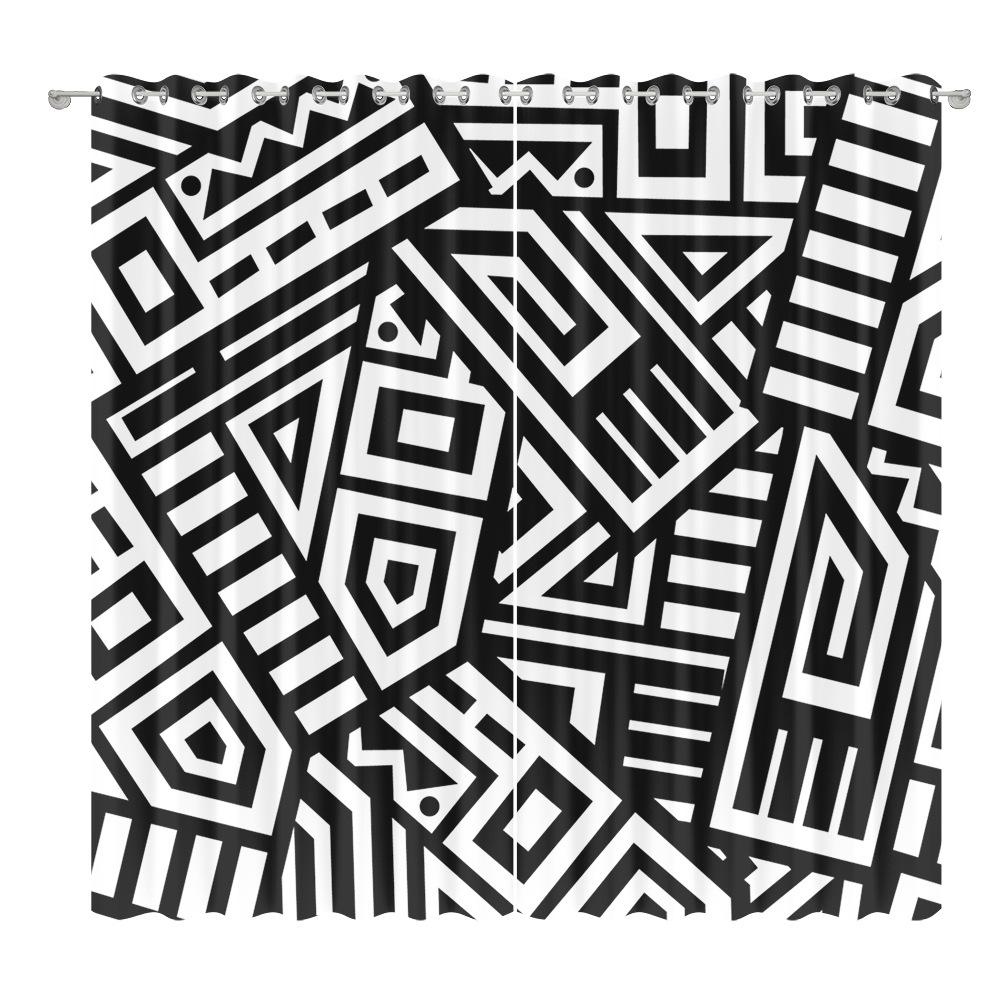 Geometric Curtain Bedroom Living Room Balcony Blackout Curtain Office Hotel Insulation Curtain