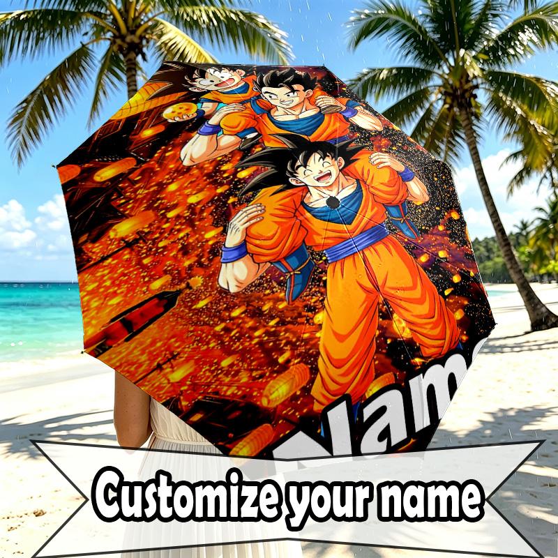 Parapluie Personnalisé Nom Personnalisé Imprimé DRAGON BALL, Ouverture/Fermeture Automatique, Structure Robuste à 8 Baleines, Utilisation Quotidienne, Camping, Randonnée, Cadeau d'Anniversaire
