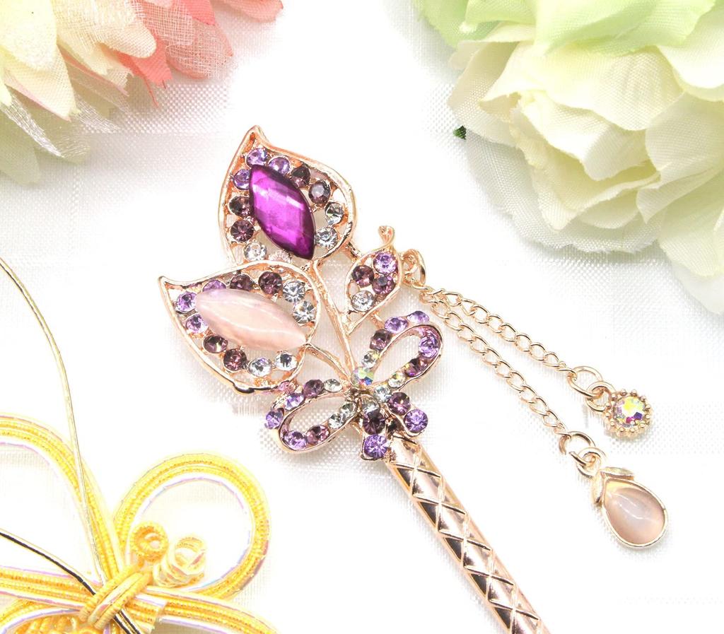[Miaomyao] Miaomyao Hairpin (Kanzashi) - Single Hair Ornament for Traditional Japanese Clothing (Tomesode, Kimono, Etc.) - Antique Metal Hair