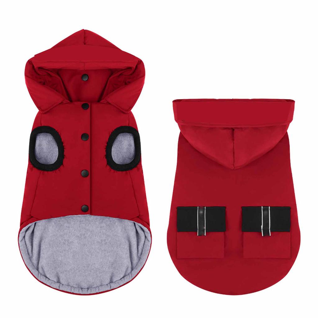 Winter Hooded Cotton Dog Coat, Windproof Warm Pet Clothes, Puppy Jacket for Teddy and Shiba Inu, Cold Weather Dog Clothing
