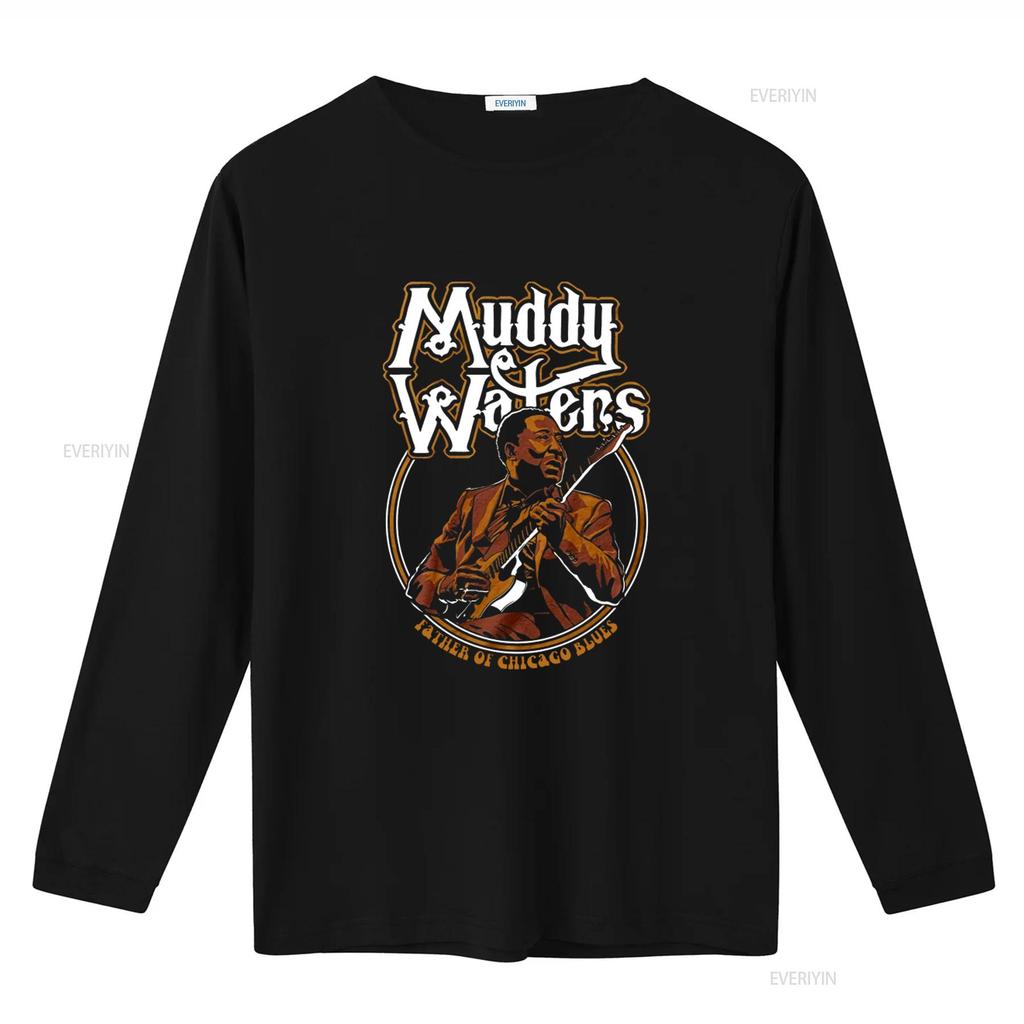 Muddy Waters Father Of Chicago Blues Print Mens T Shirt Rock Music Fan  vintage Washed Top For Everyday Wear Stretched Stylish