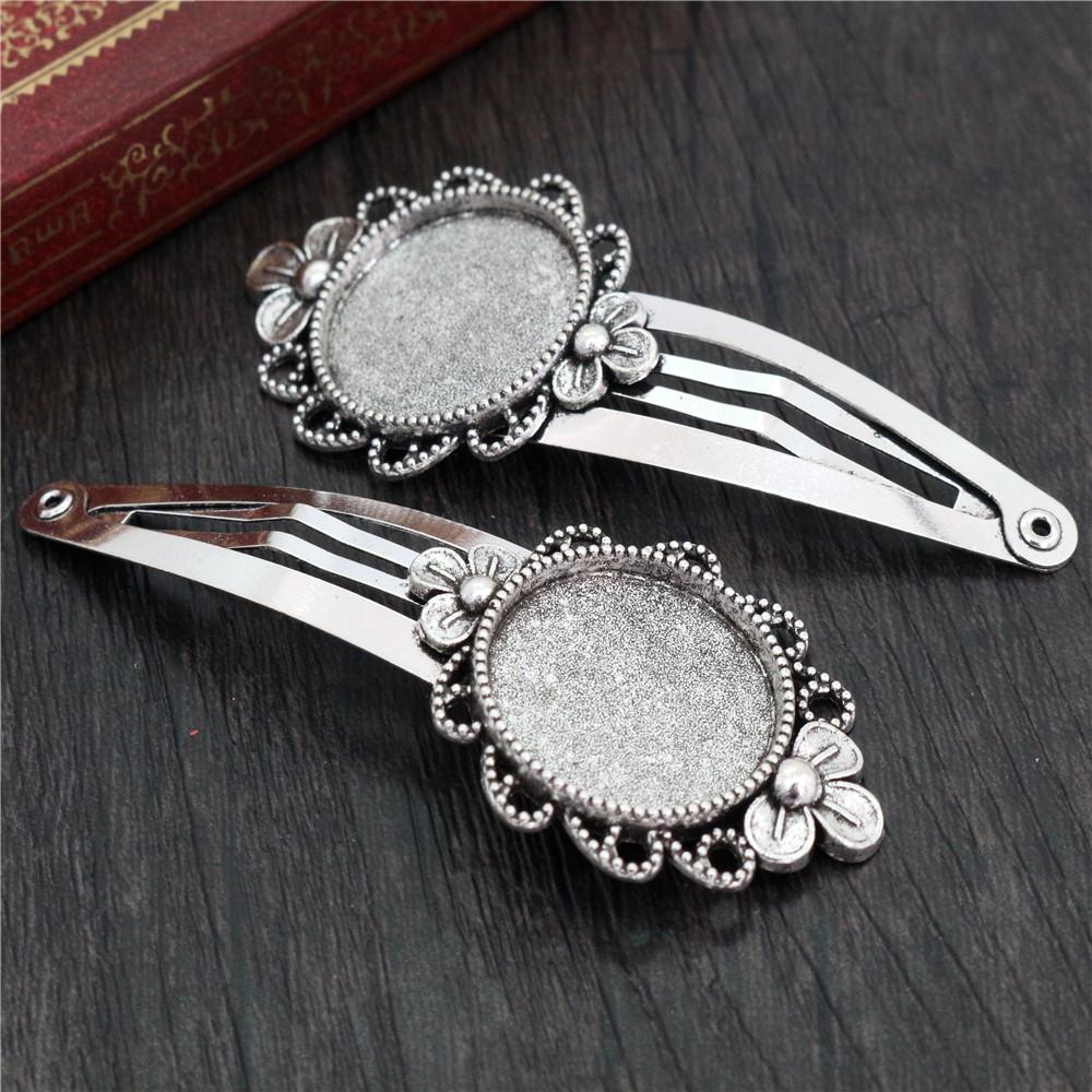 5pcs 20mm 18mm 18x25mm Inner Size Round/Oval Copper Material Hairpin Hair Clips Hairpin Base Setting Cabochon Cameo 