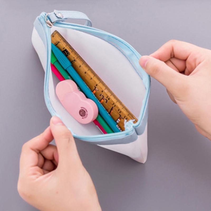 Solid Color Transparent Matte Pencil Bag Jelly Glue Student Pencil Bag Stationery Pencil Case