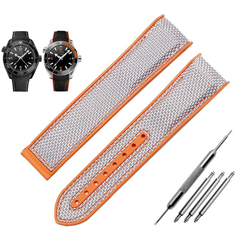 New High quality watchband Nylon strap waterproof Rubber bottom 20mm 22mm for 8900 9900 men watch bracelet