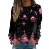 Women's Fashion Casual Long Sleeve Christmas Printed Neck Sweatshirt Top