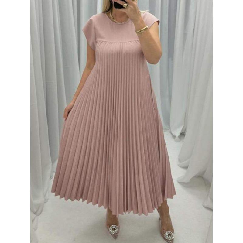 Mode Elegante Frauen Sommer Kleid Plus Größe Rundhals Kurzarm Casual Maxi Kleider Frauen Lose Elegante Einfache Dame Lange Kleid 868
