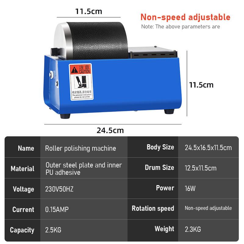 230V Gold and Silver Jewellery Jade Metal Grinding Device Rubber Drum Polishing Machine Household Small Grinding Roller
