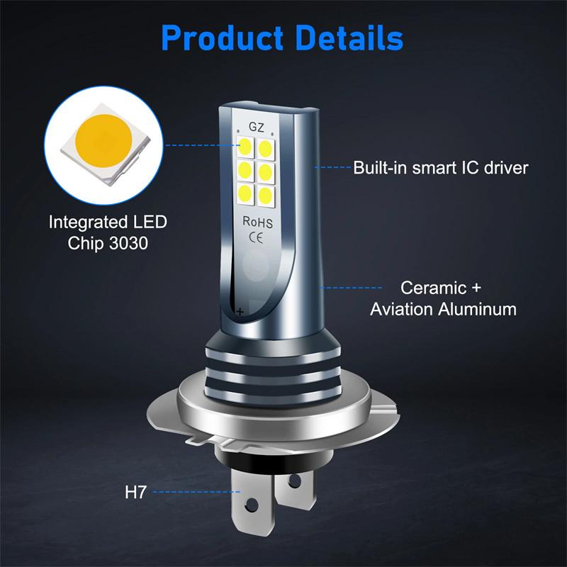 2 шт. H7 Світлодідна лампа для фар Комплект Автомобільна протитуманна фара 110 Вт Надяскрава Ближнє світло 6000K Водонепроникна Надяскрава Для автомобільного аксесуара