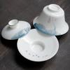 120/140ml Hand-painted Tea Tureen Fat Jade White Porcelain Gaiwan Household Ceramic Tea Infuser Traditional with Cover Teacup