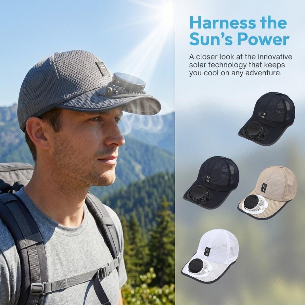 Sun Protection Solar Powered Fan Hat UV Protection Breathable Mesh Sun Hat Hot Weather