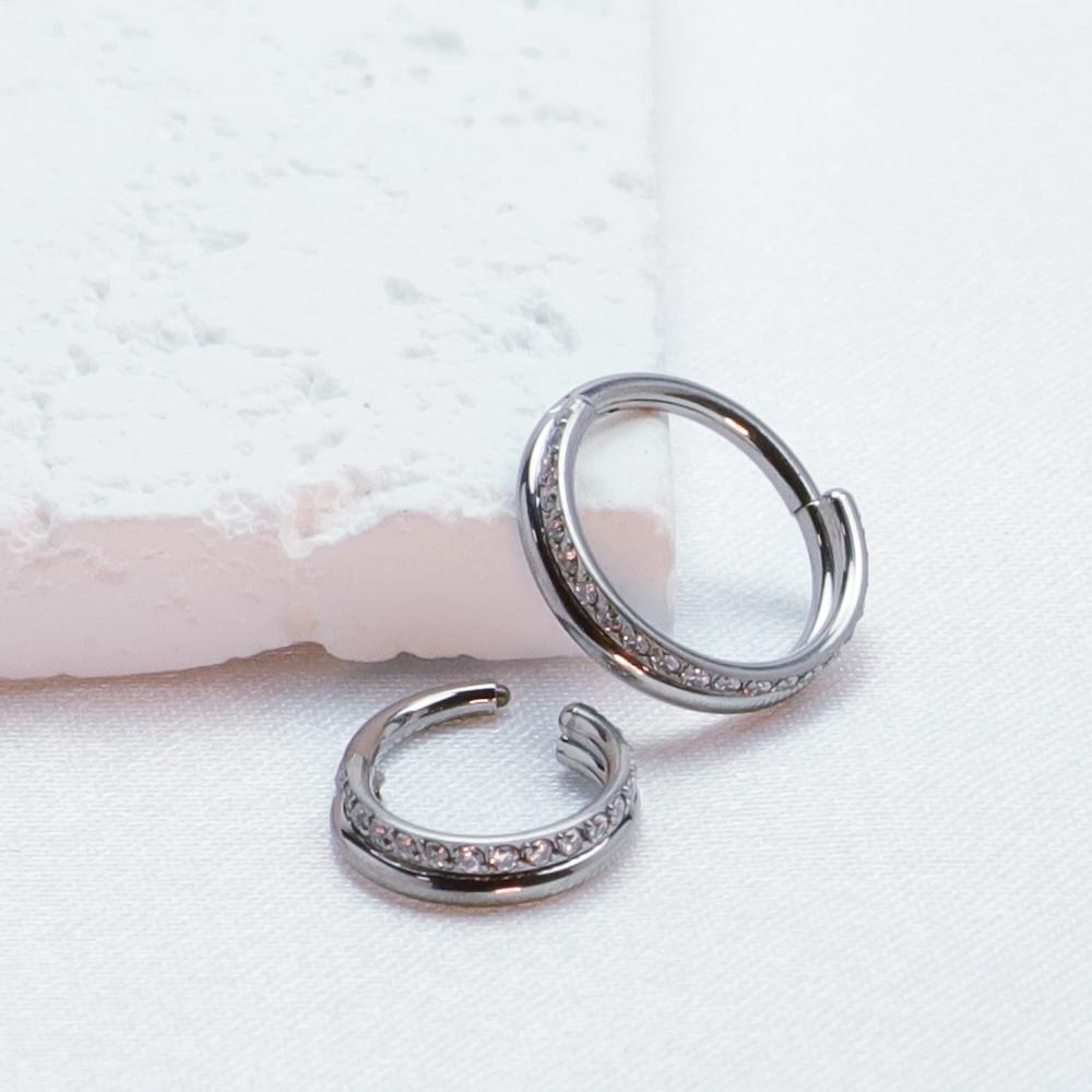 Anillo de Nariz Clicker de Titanio G23 Cartílago de Oreja Tragus Helix Daith Pendientes Redondos Aro CZ 16G Segmento con Bisagra Joyería para Piercing Corporal