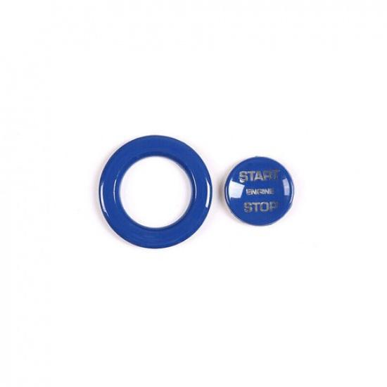 For Range Rover Evoque 2012- Blue ABS Start Button Ignition Switch Cover 2pc