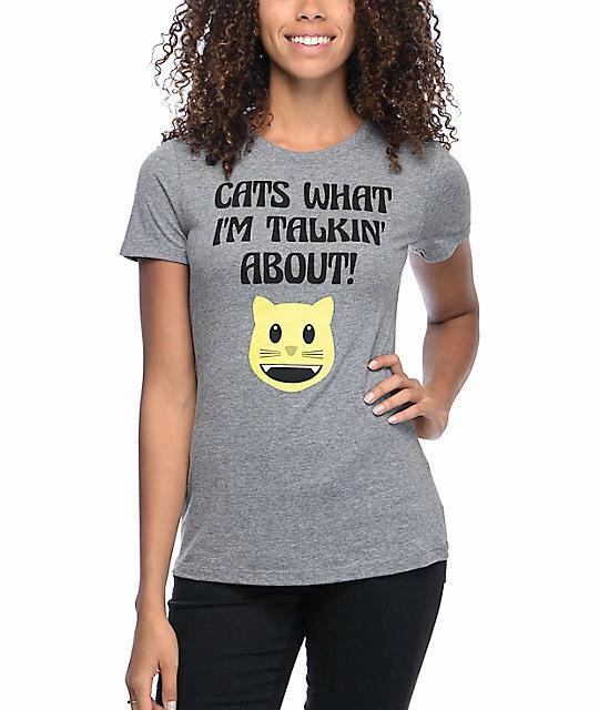A-Lab Womens Cats What I m Talkin About! Gray T-Shirt New XS, S S